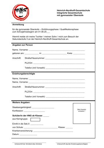 Anmeldung Sek. II - Heinrich-Nordhoff-Gesamtschule Wolfsburg