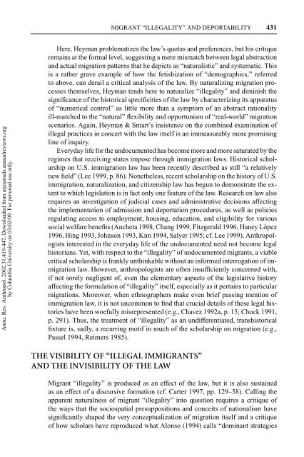 migrant “illegality” and deportability in everyday life - Nicholas De ...