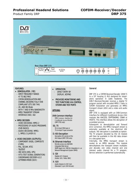 Professional Headend Solutions COFDM-Receiver/Decoder DRP 375