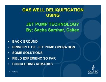 The use of jet pumps/eductors for deliquifing - ALRDC