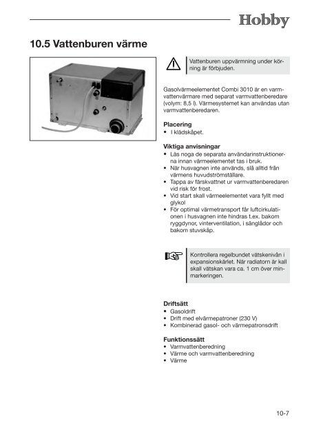 Instruktionsbok husvagnar S - Hobby Caravan