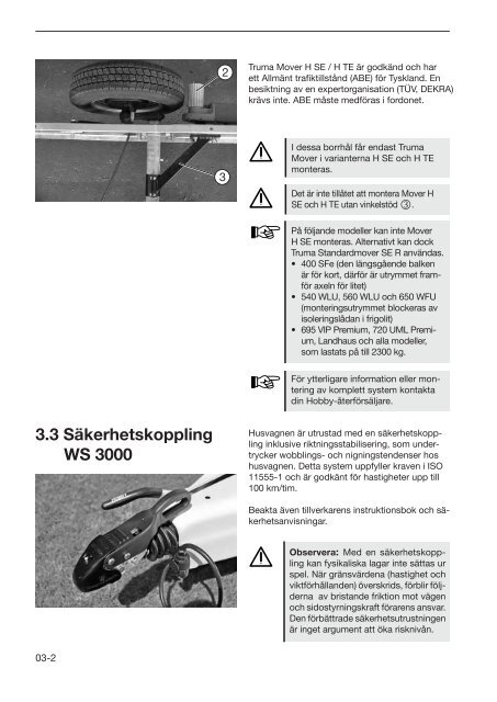 Instruktionsbok husvagnar S - Hobby Caravan