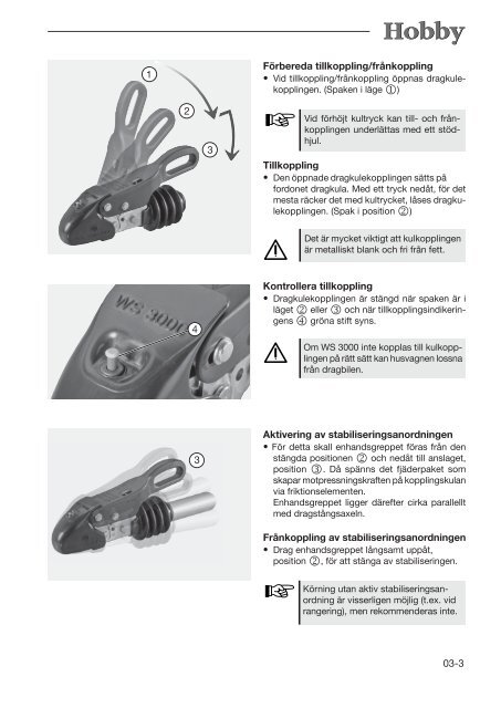 Instruktionsbok husvagnar S - Hobby Caravan