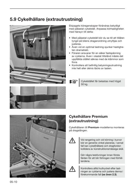 Instruktionsbok husvagnar S - Hobby Caravan