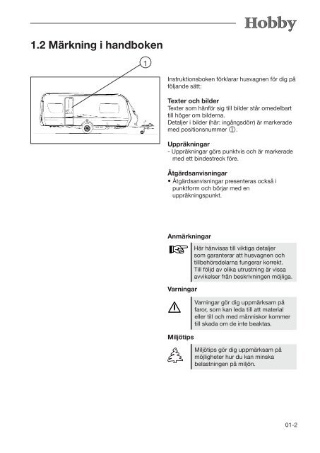 Instruktionsbok husvagnar S - Hobby Caravan