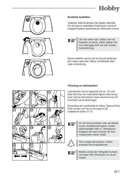 Instruktionsbok husvagnar S - Hobby Caravan