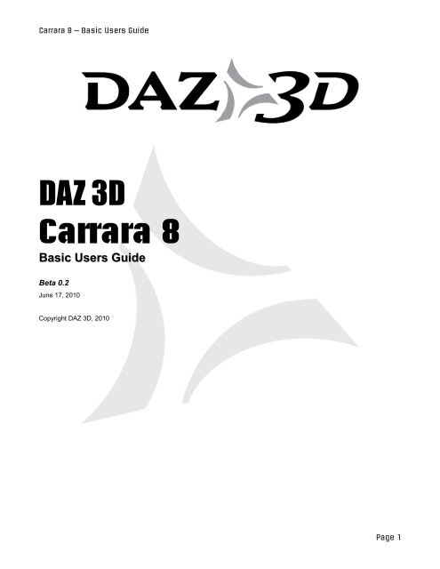 Carrara 8 Basic Users Guide - Documentation Center - Daz 3D
