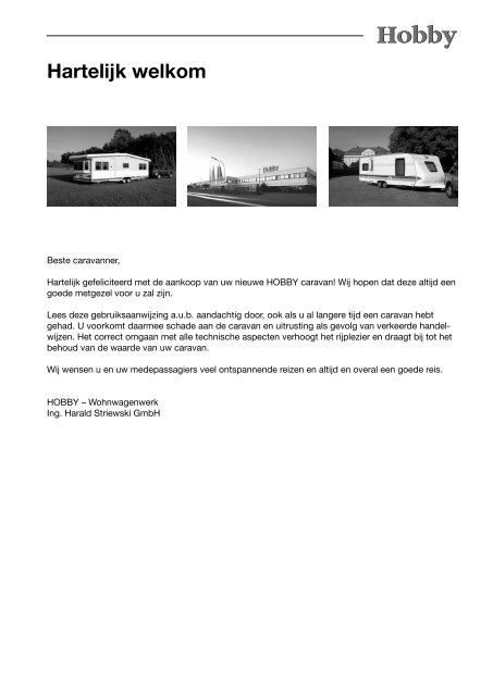 Hartelijk welkom - Hobby Caravan