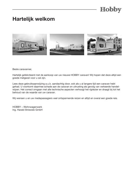 Hartelijk welkom - Hobby Caravan