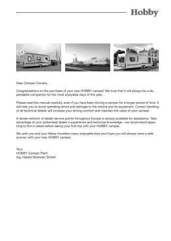 Dear Camper Owners, Congratulations on the ... - Hobby Caravan