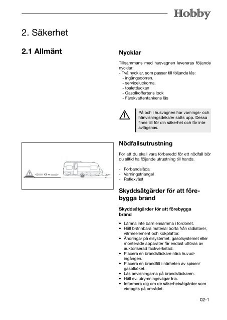 Vi gratulerar till ditt val av HOBBY-husvagn och ... - Hobby Caravan