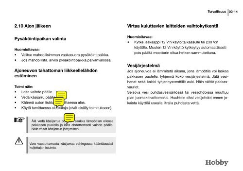 Turvallisuus - Hobby Caravan