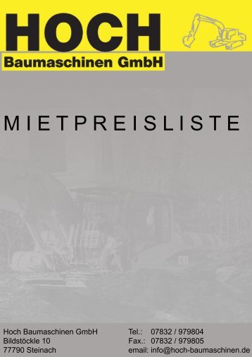 M I E T P R E I S L I S T E - hoch-baumaschinen.de