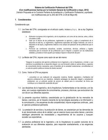 Sistema de Certificación Profesional del CFIA - Colegio Federado ...