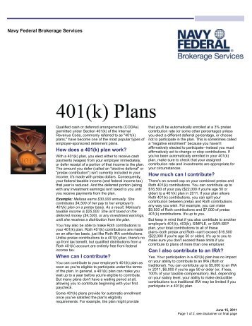 401(k) Plans - Navy Federal Credit Union