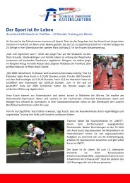 Der Sport ist ihr Leben - Hochschulsport - Universität Kaiserslautern