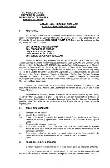 Republica De Chile Provincia De Linares Municipalidad