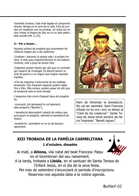 Butlletí CC - Carmelites Descalços de Catalunya i Balears