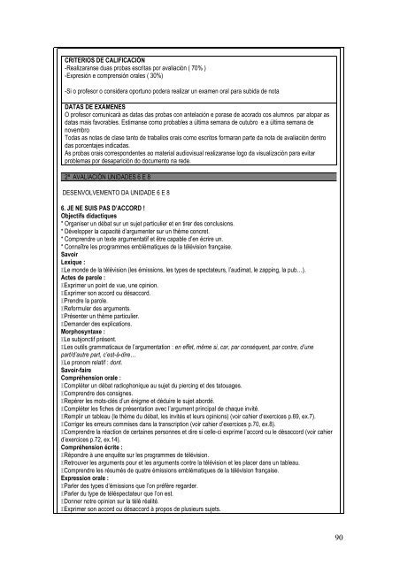 resumo programación departamento de francés 2012-2013