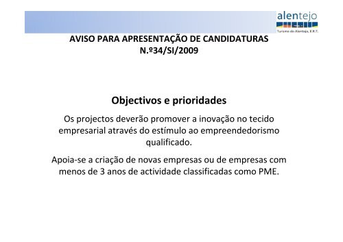 INCENTIVOS ÀS EMPRESAS - Câmara Municipal de Sines