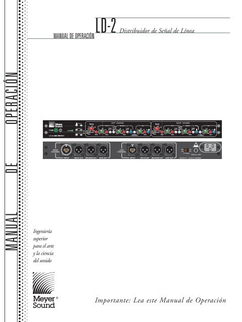 MANUAL DE OPERACIÓN - Meyer Sound Laboratories Inc.