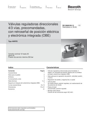 Válvulas reguladoras direccionales 4/3 vías ... - Bosch Rexroth