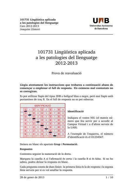 Lingüística aplicada a les patlologies del ... - Grup de Fonètica