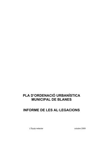 pla d'ordenació urbanística municipal de blanes informe de les al ...