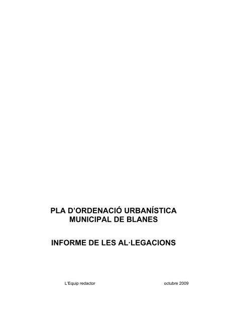 pla d'ordenació urbanística municipal de blanes informe de les al ...