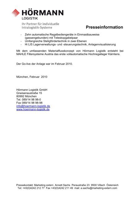 Presseinformation - HÃ¶rmann Logistik GmbH