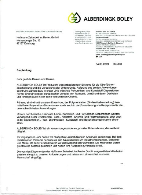 ALBERDINGK BOLEY - Hoffmann Zeitarbeit im Revier GmbH