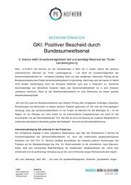 GKI: Positiver Bescheid durch Bundesumweltsenat - P8 HOFHERR