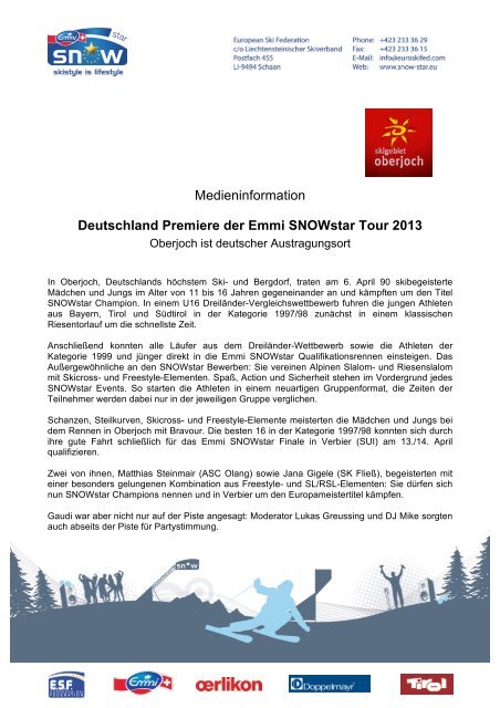 Deutschland Premiere der Emmi SNOWstar Tour ... - P8 HOFHERR