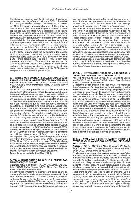 Caderno de Resumos (PDF) - Sociedade Brasileira de Estomatologia