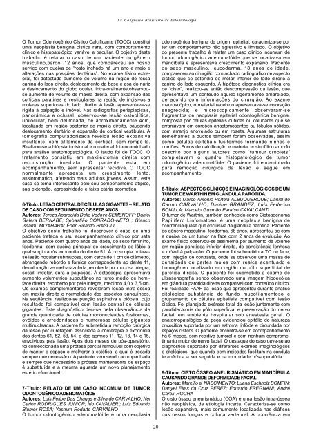 Caderno de Resumos (PDF) - Sociedade Brasileira de Estomatologia