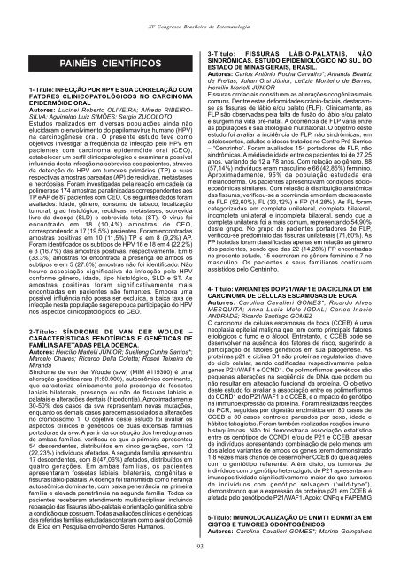 Caderno de Resumos (PDF) - Sociedade Brasileira de Estomatologia