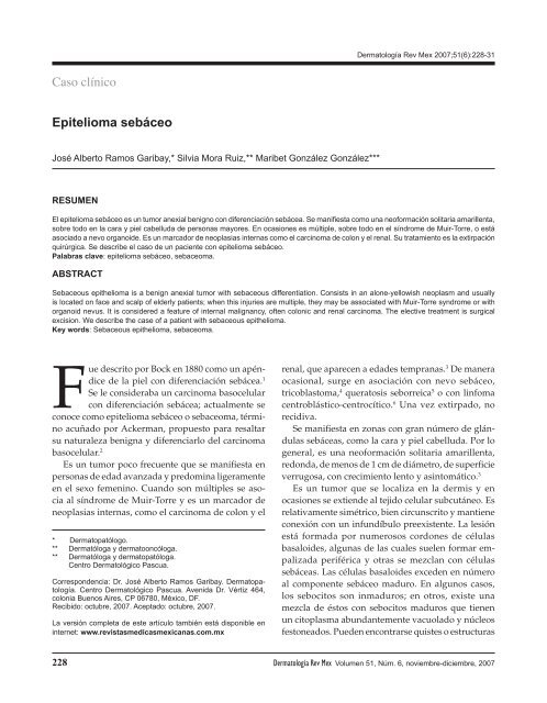 Epitelioma sebáceo Caso clínico - Revistas Médicas Mexicanas
