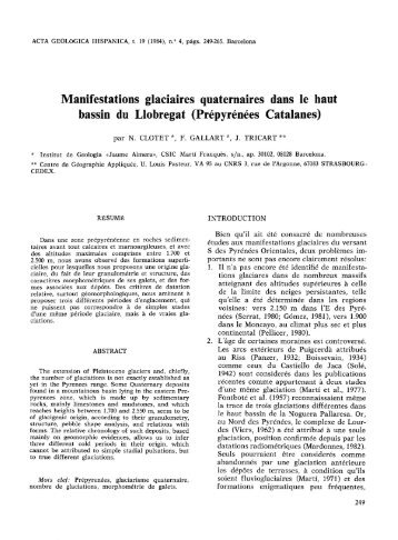 Manifestations glaciaires quaternaires dans le haut bassin du ...