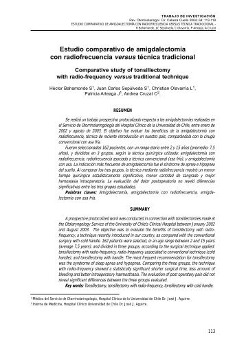 Estudio comparativo de amigdalectomía con radiofrecuencía versus ...