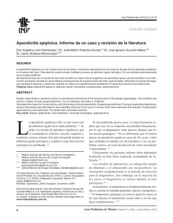 Artículo original Apendicitis epiploica. Informe de un caso y revisión ...