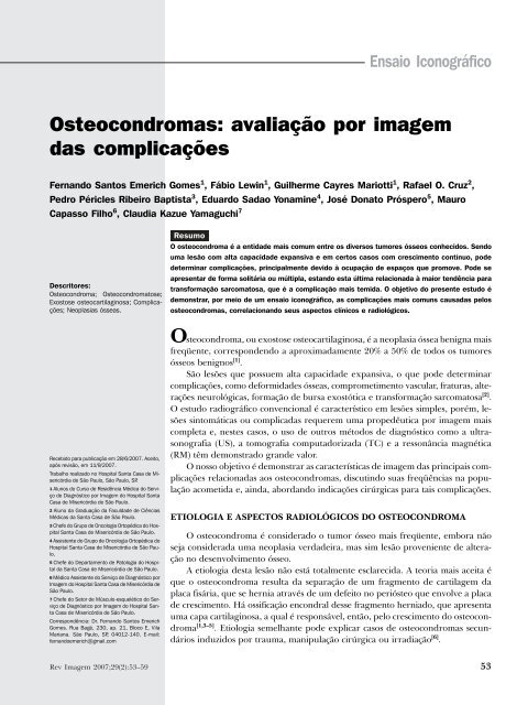 osteocondromas - avaliação.pmd - SPR