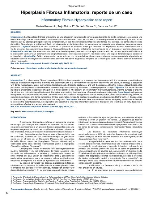 Hiperplasia Fibrosa Inflamatoria: reporte de un caso - SciELO