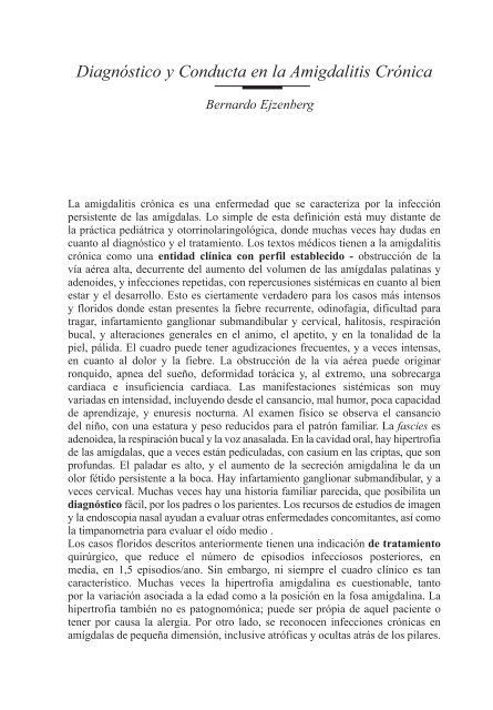 Diagnóstico y Conducta en la Amigdalitis Crónica - IAPO