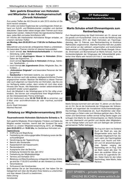 Ausgabe Februar 2013 - Hohnstein