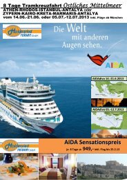 8 tätige Erlebniskreuzfahrt mit dem bekannten Clubschiff AIDA VITA