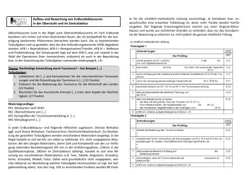 Erdkunde Lk Abitur 2024 Nrw Aufbau und Bewertung von Erdkundeklausuren in der Oberstufe