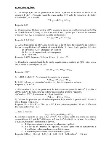 Exercicis Equilibri Químic