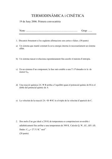 TERMODINÀMICA i CINÈTICA - ETC