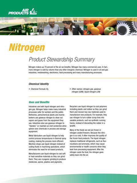 Nitrogen - Product Stewardship Summary - Air Products and ...