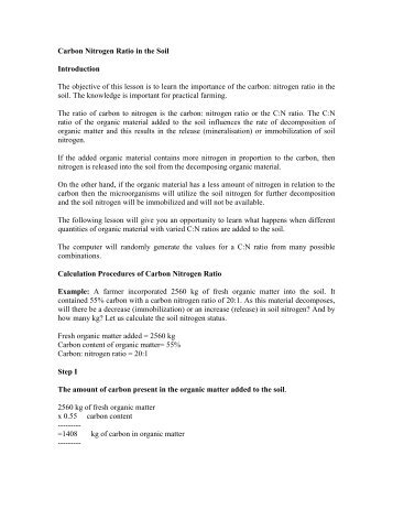 Carbon Nitrogen Ratio in the Soil - icrisat